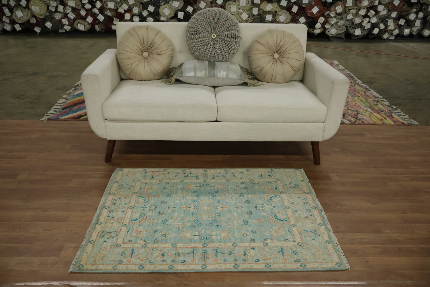 Vegetable Dye Oushak Turkish Foyer Rug 3x4