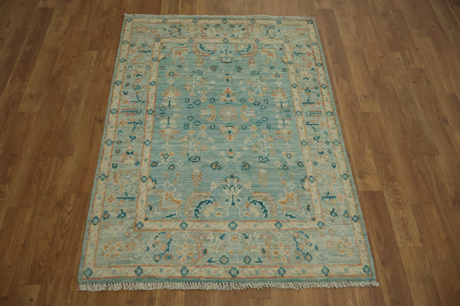 Vegetable Dye Oushak Turkish Foyer Rug 3x4