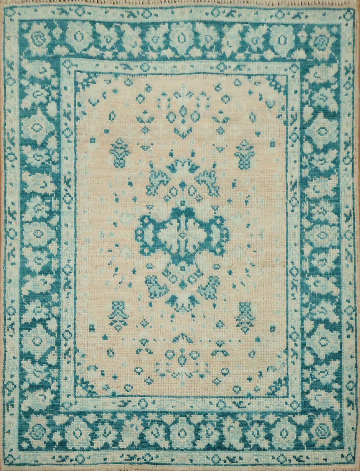 Vegetable Dye Oushak Turkish Accent Rug 3x4
