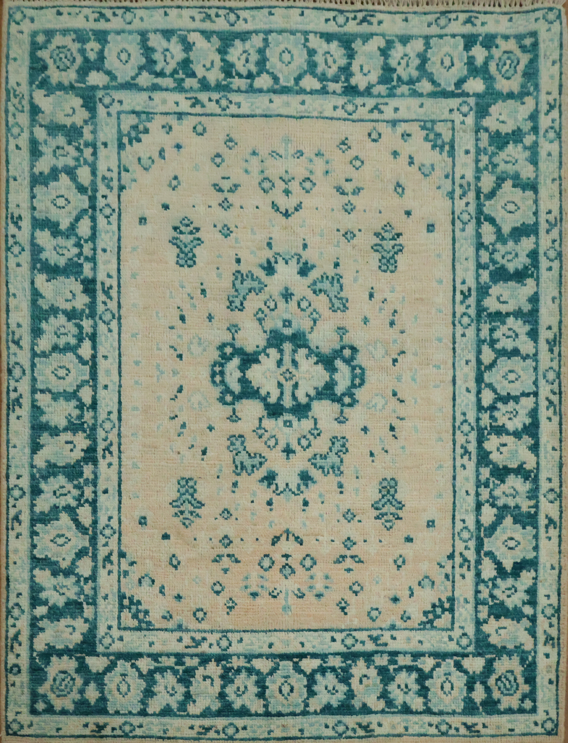 Vegetable Dye Oushak Turkish Foyer Rug 3x4