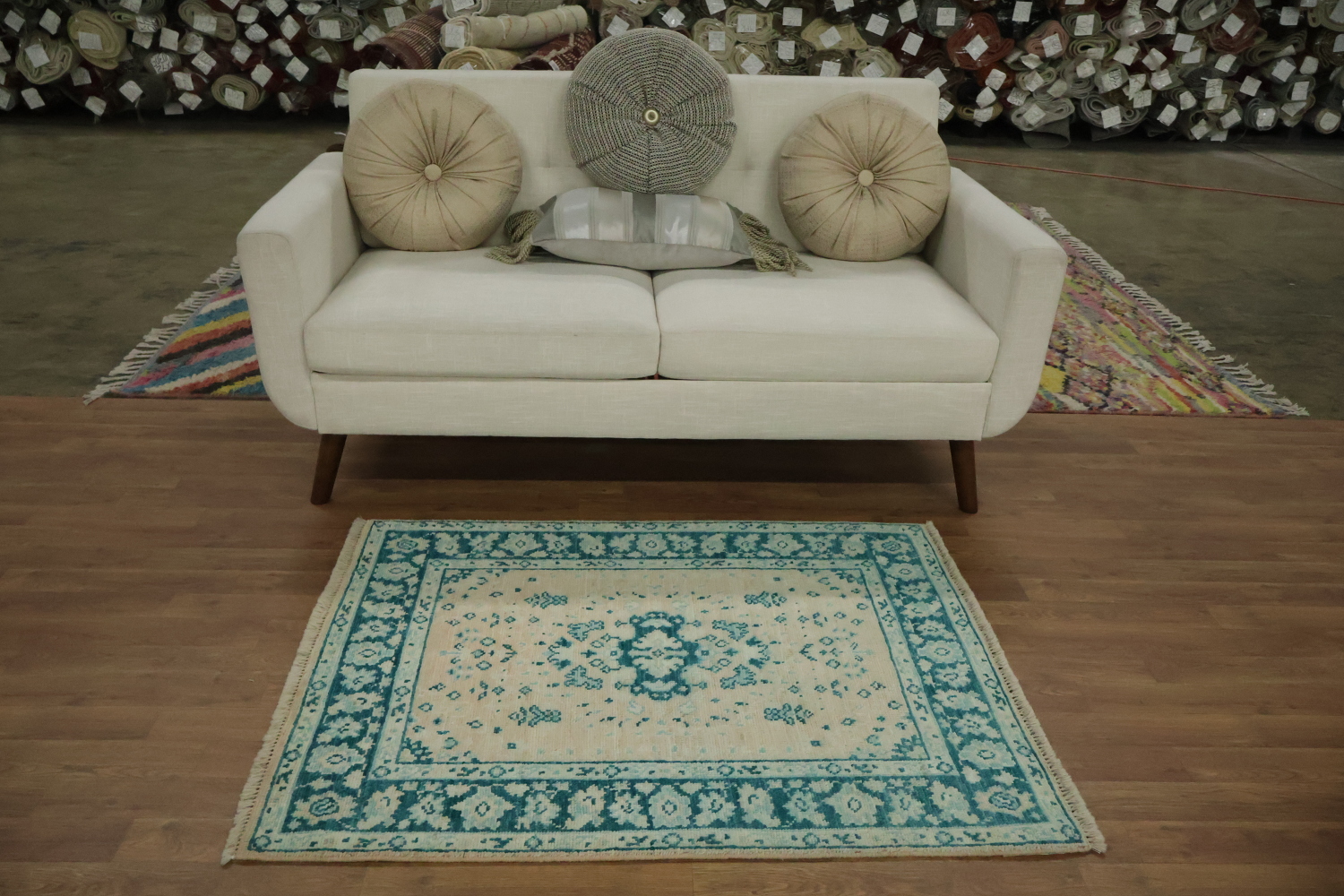 Vegetable Dye Oushak Turkish Foyer Rug 3x4