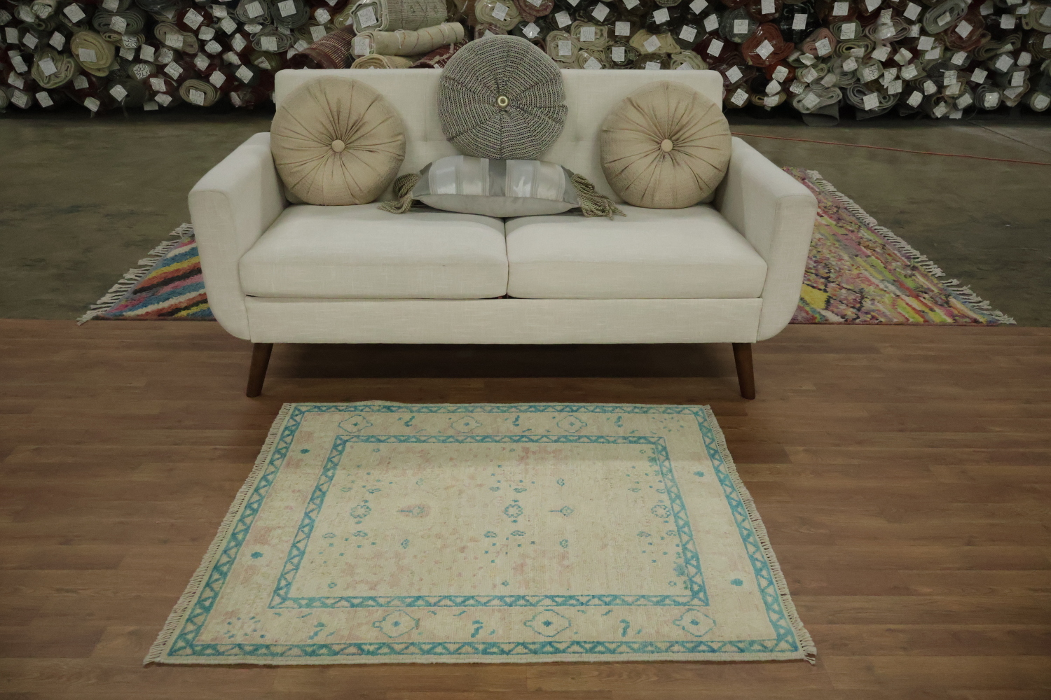 Vegetable Dye Oushak Turkish Accent Rug 3x4