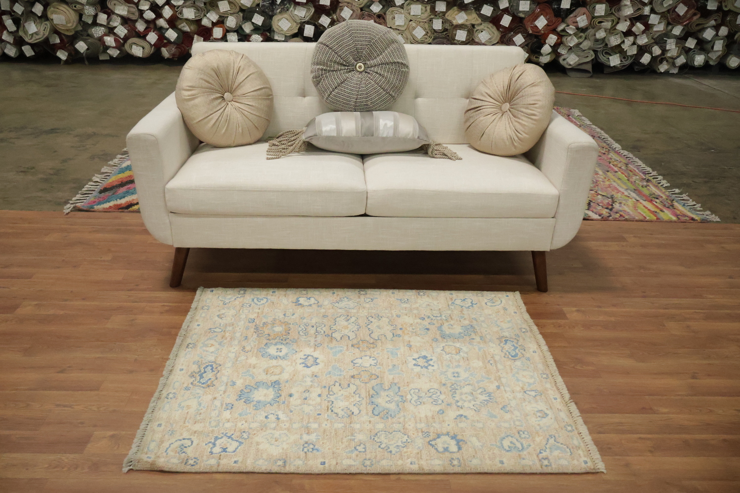 Vegetable Dye Oushak Turkish Foyer Rug 3x4