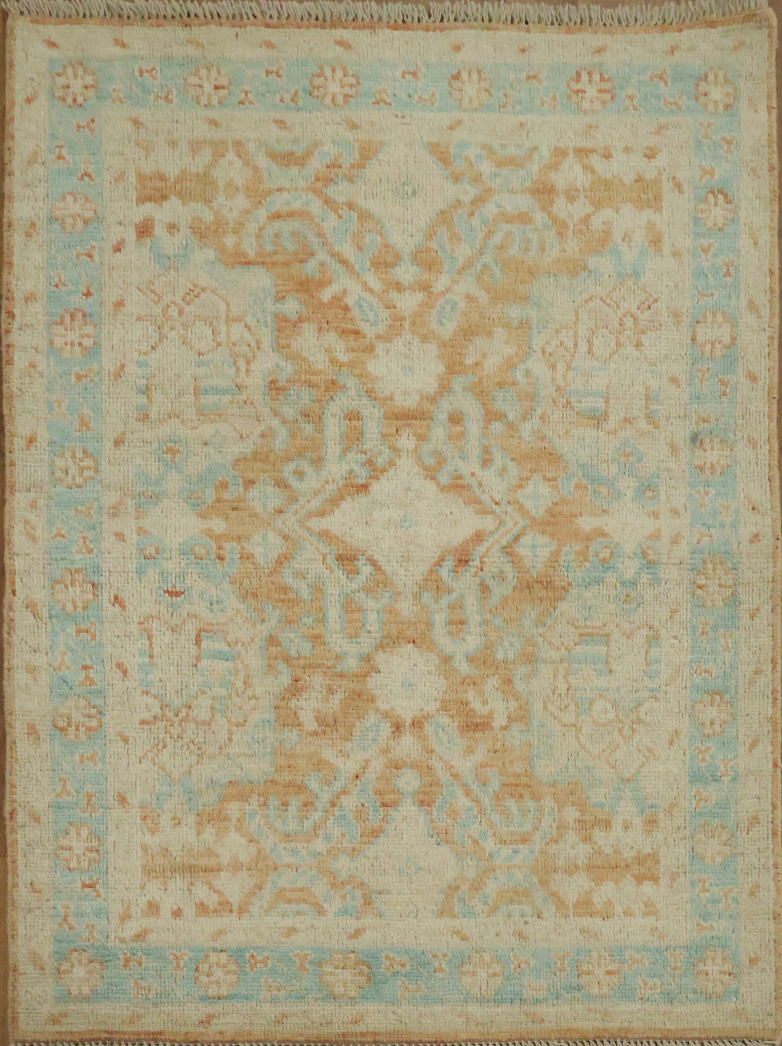 Vegetable Dye Oushak Turkish Wool Rug 3x4