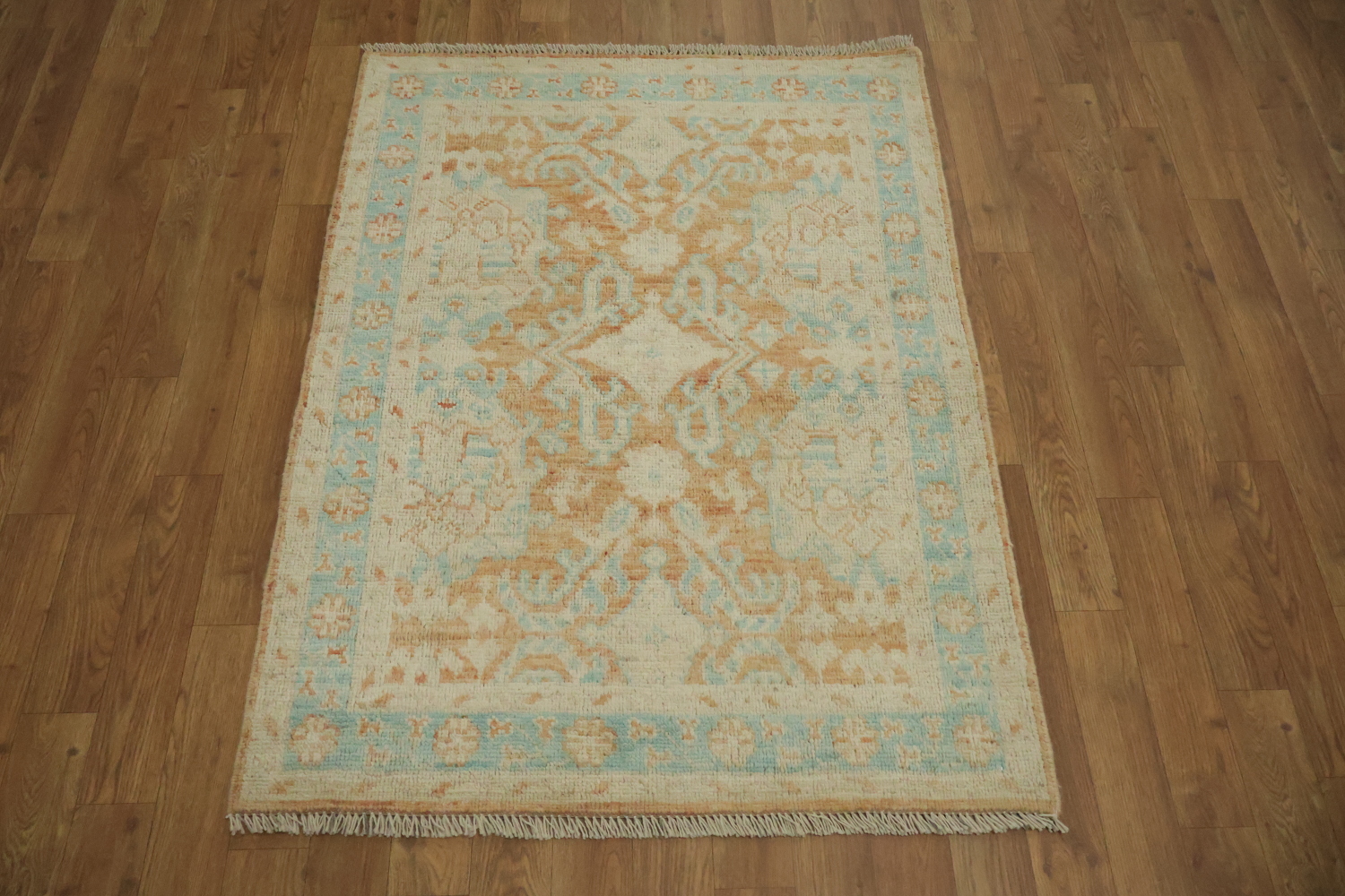 Vegetable Dye Oushak Turkish Wool Rug 3x4