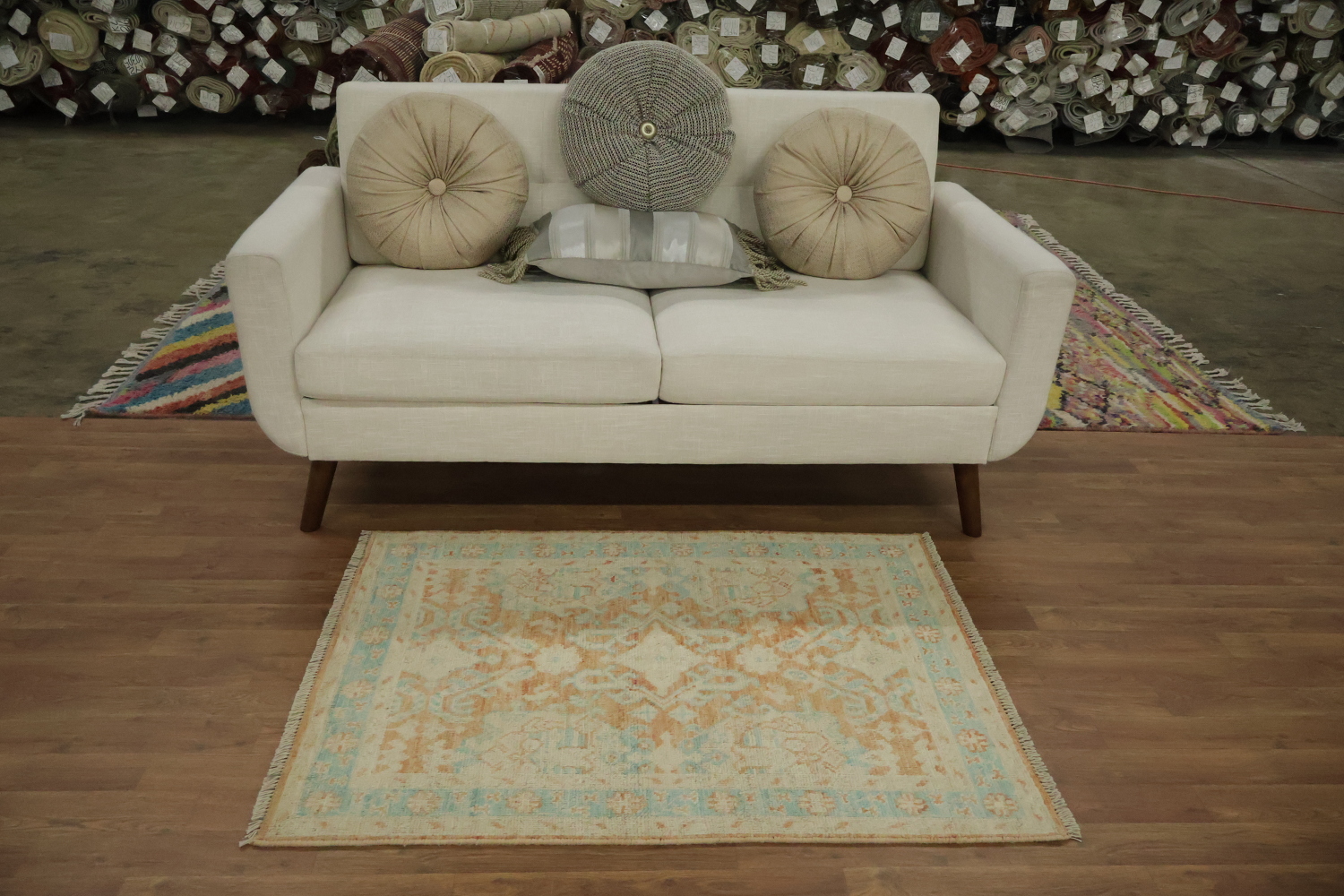 Vegetable Dye Oushak Turkish Wool Rug 3x4