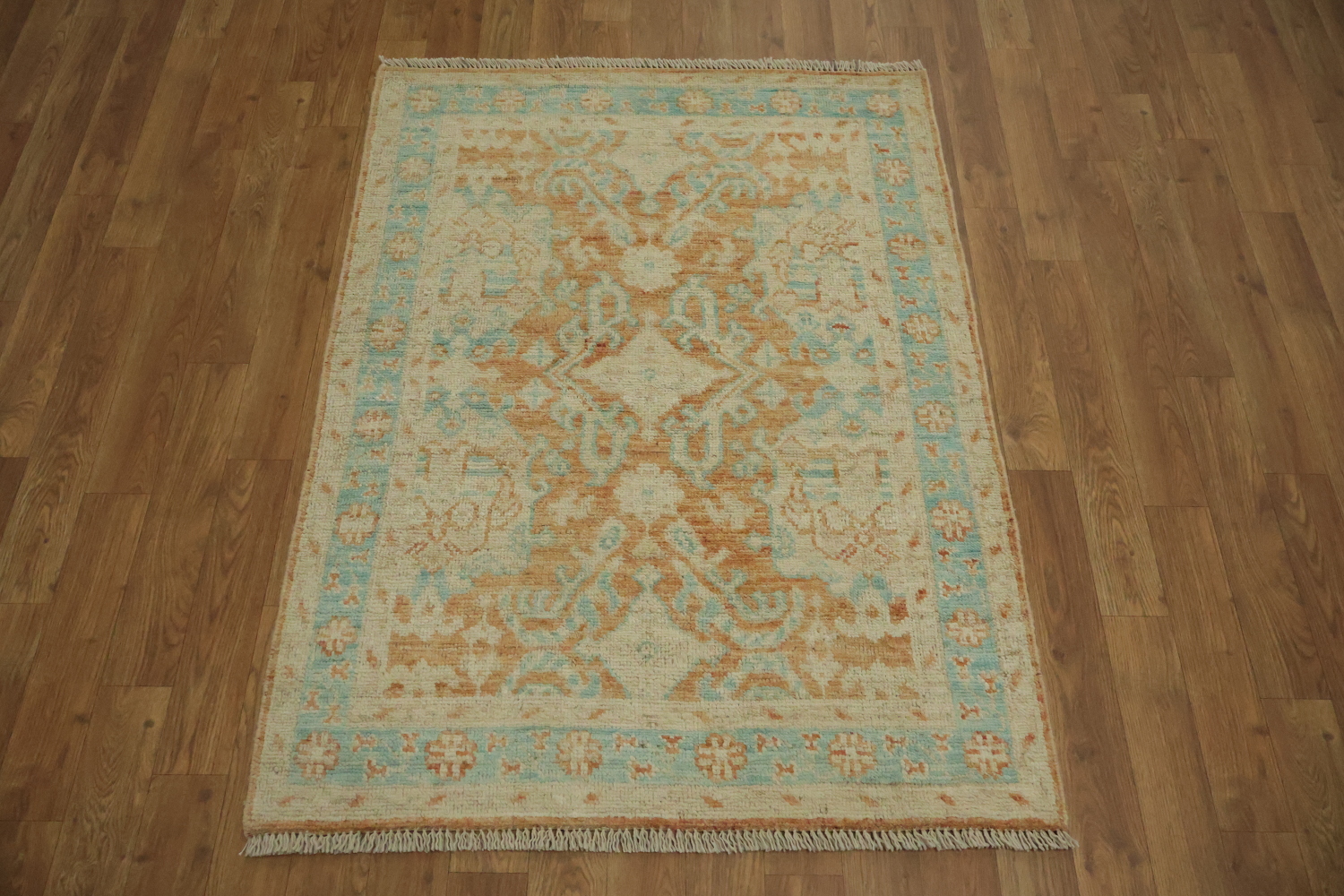 Vegetable Dye Oushak Turkish Wool Rug 3x4