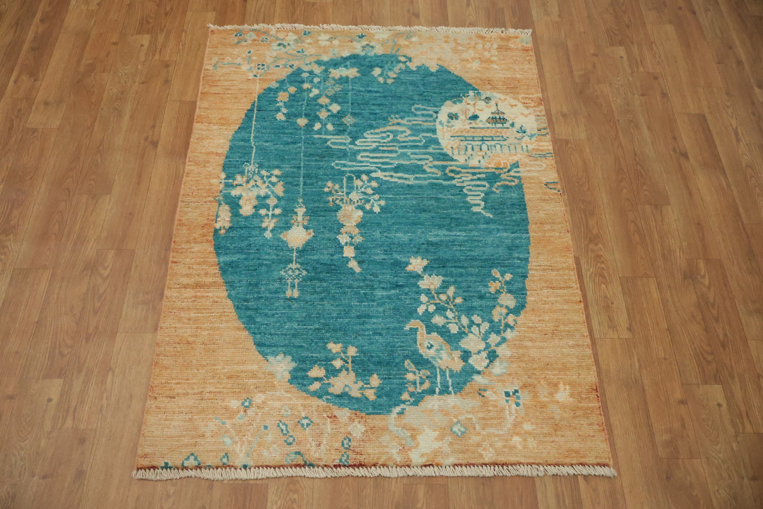 Vegetable Dye Oushak Turkish Foyer Rug 3x4