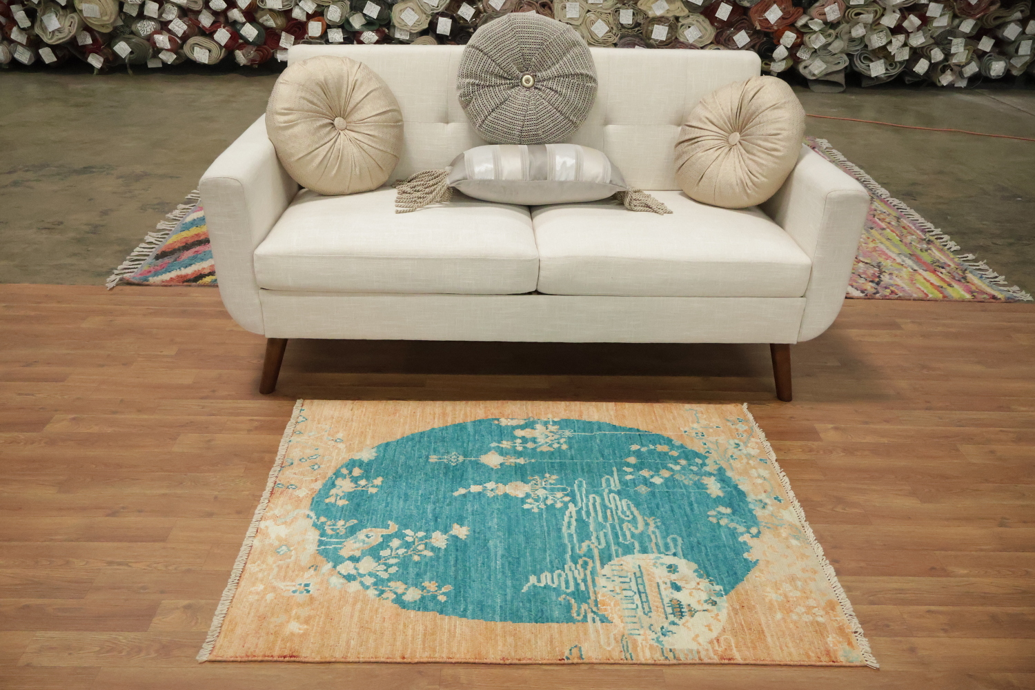 Vegetable Dye Oushak Turkish Foyer Rug 3x4