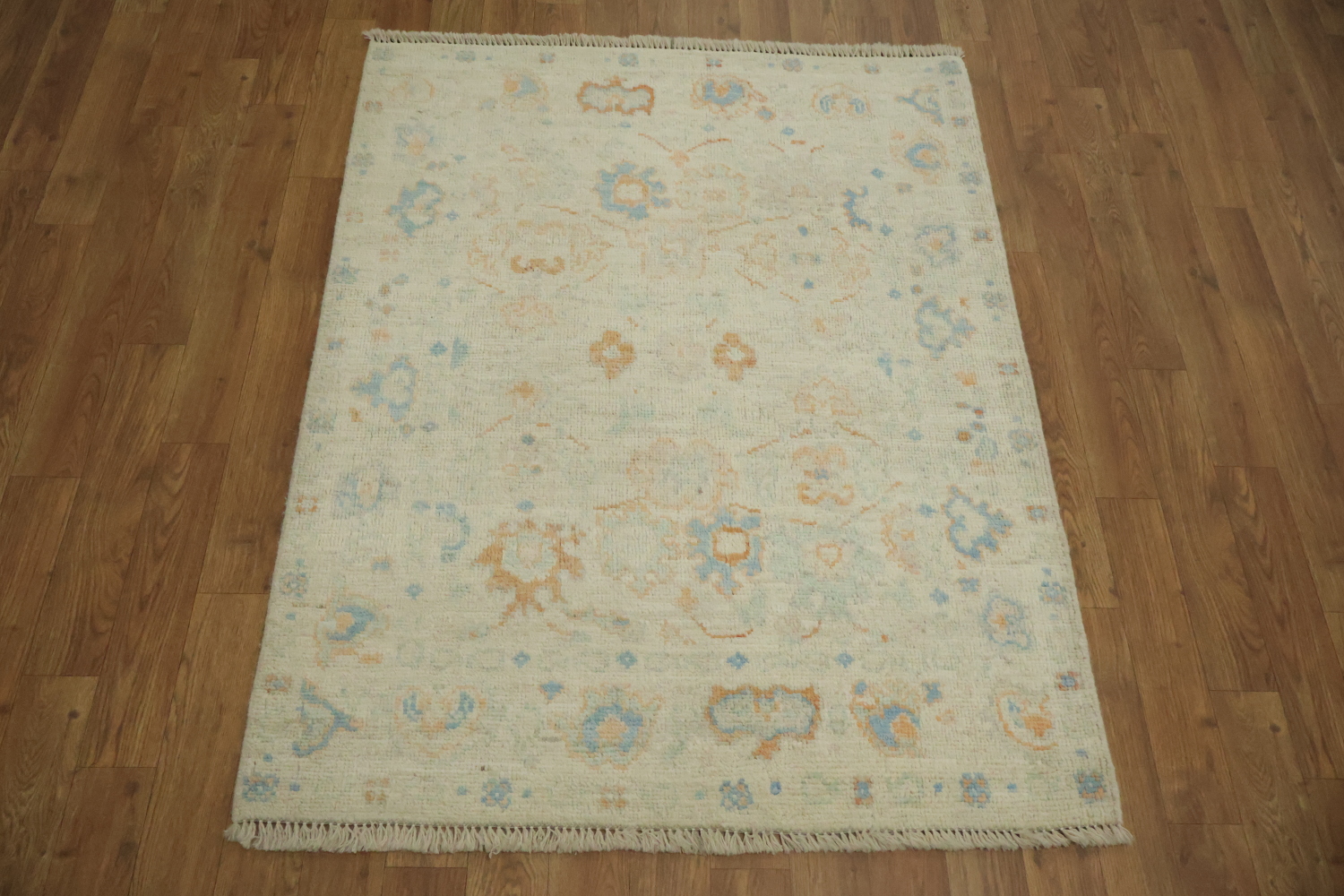 Muted Turkish Oushak Vegetable Dye Accent Rug 3x4