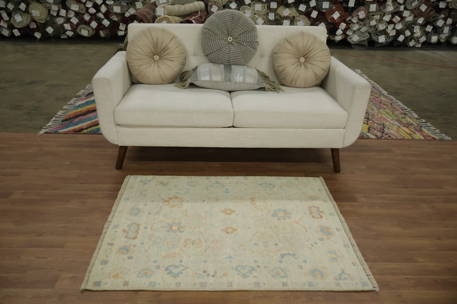 Muted Turkish Oushak Vegetable Dye Accent Rug 3x4