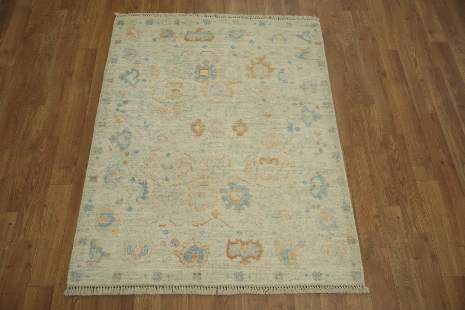 Muted Turkish Oushak Vegetable Dye Accent Rug 3x4