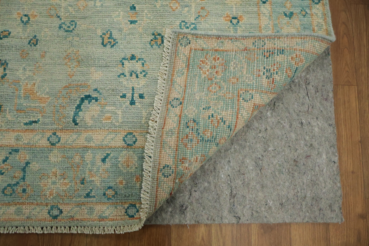 Floral Blue Oushak Vegetable Dye Accent Rug 3x4