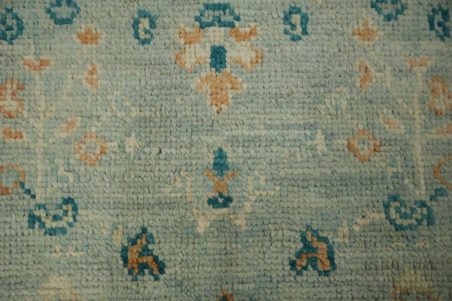 Floral Blue Oushak Vegetable Dye Accent Rug 3x4