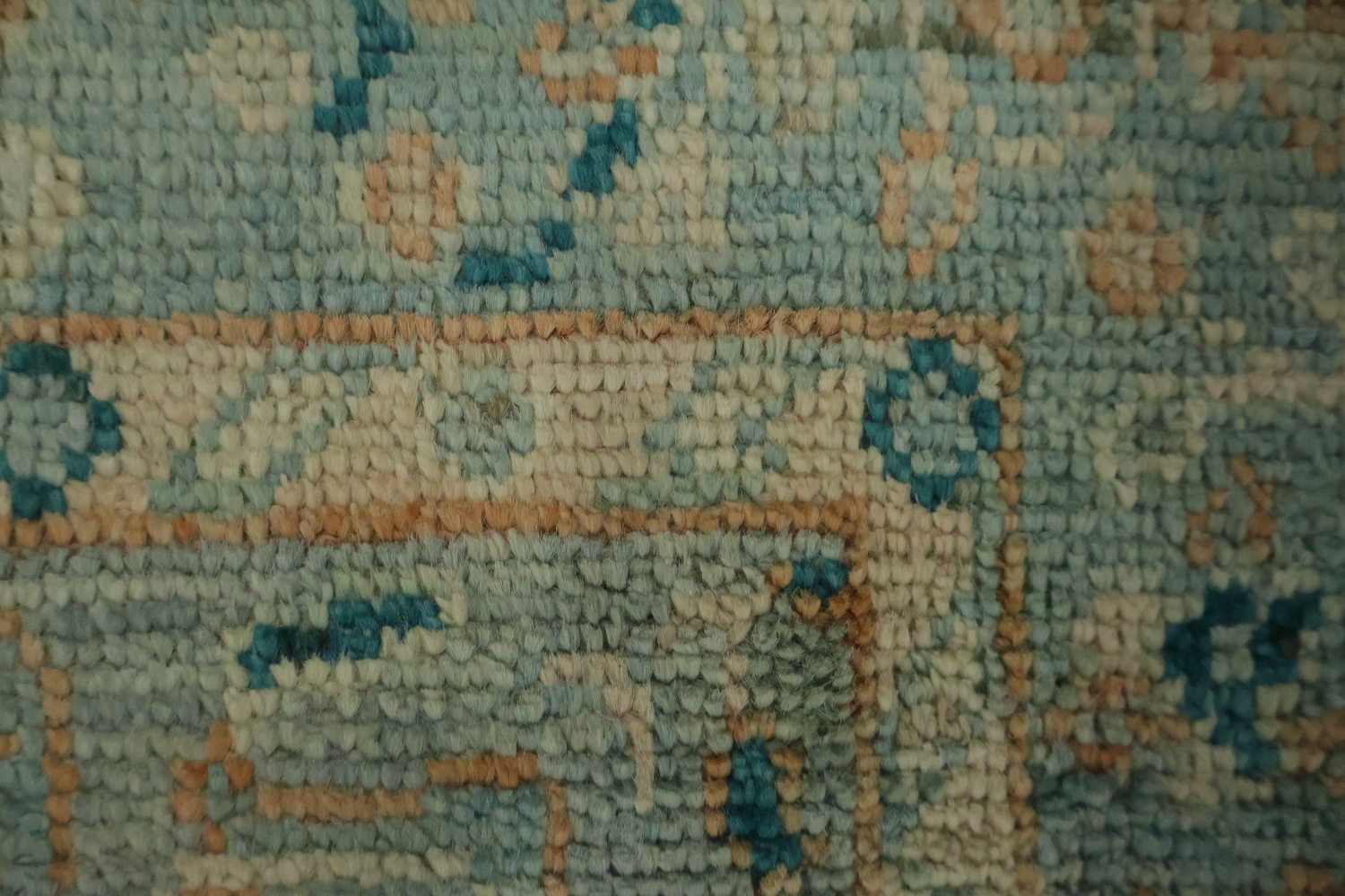 Floral Blue Oushak Vegetable Dye Accent Rug 3x4