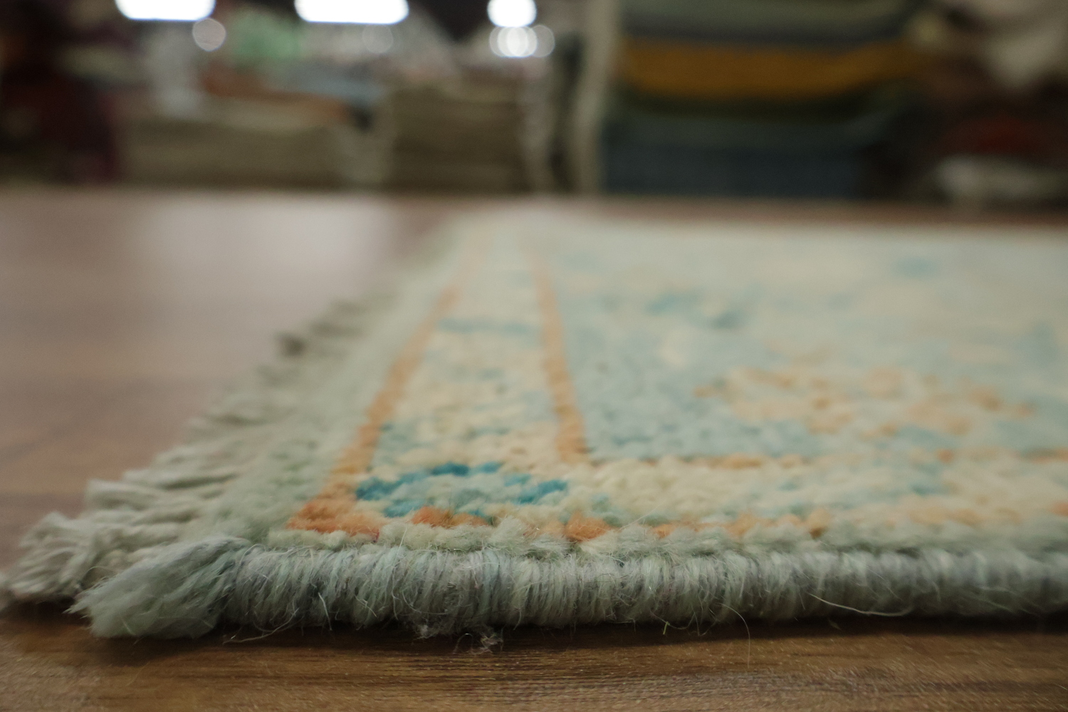 Floral Blue Oushak Vegetable Dye Accent Rug 3x4