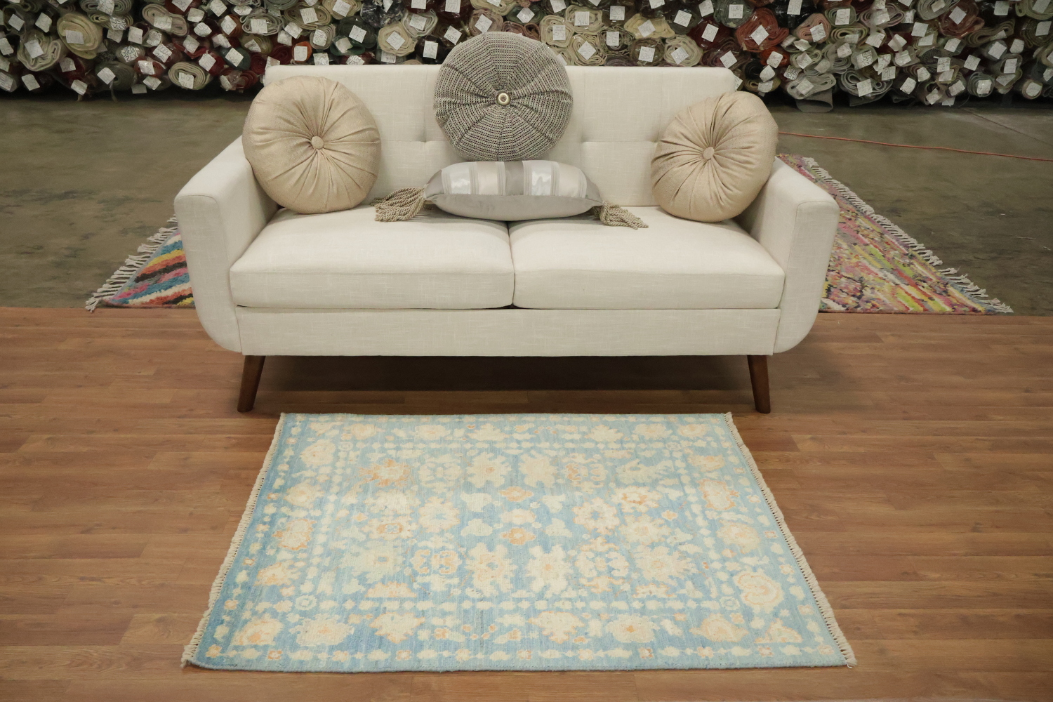 Vegetable Dye Oushak Turkish Foyer Rug 3x4