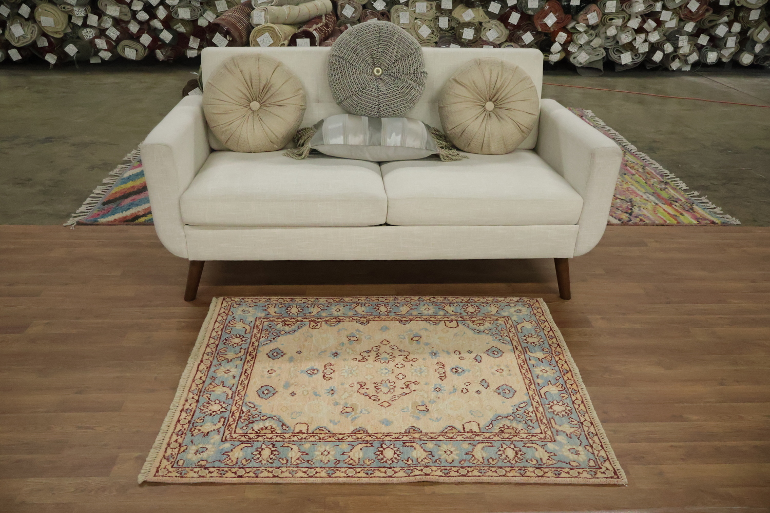 Vegetable Dye Oushak Turkish Foyer Rug 3x4