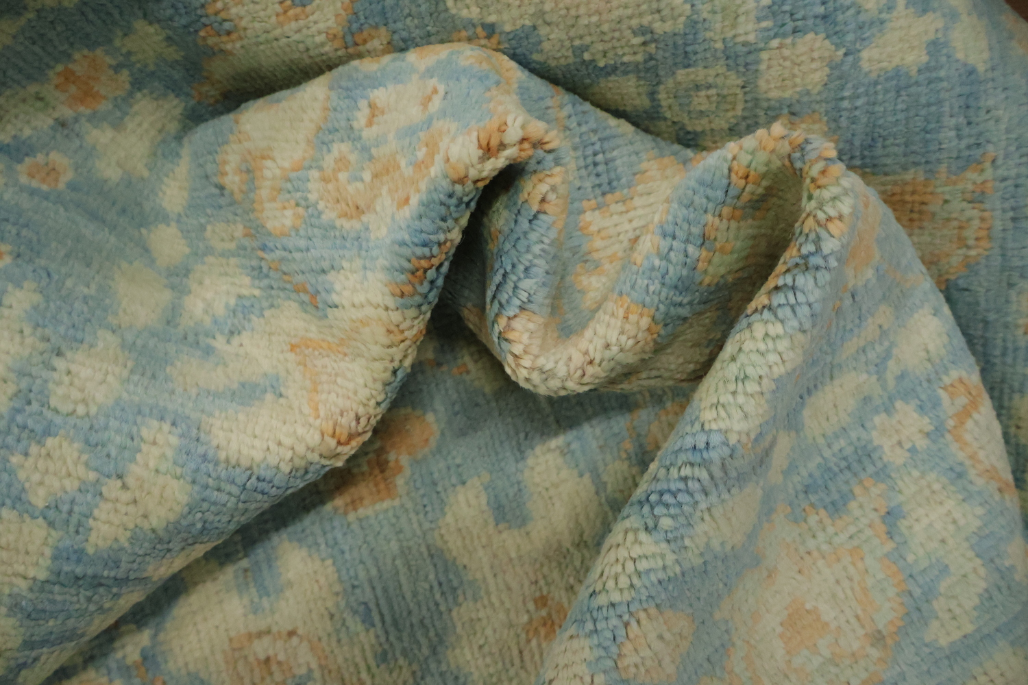 Blue Oushak Vegetable Dye Turkish Rug 3x4