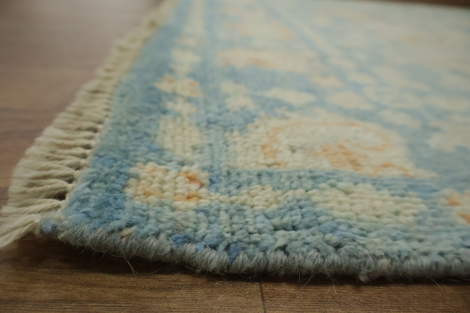 Blue Oushak Vegetable Dye Turkish Rug 3x4