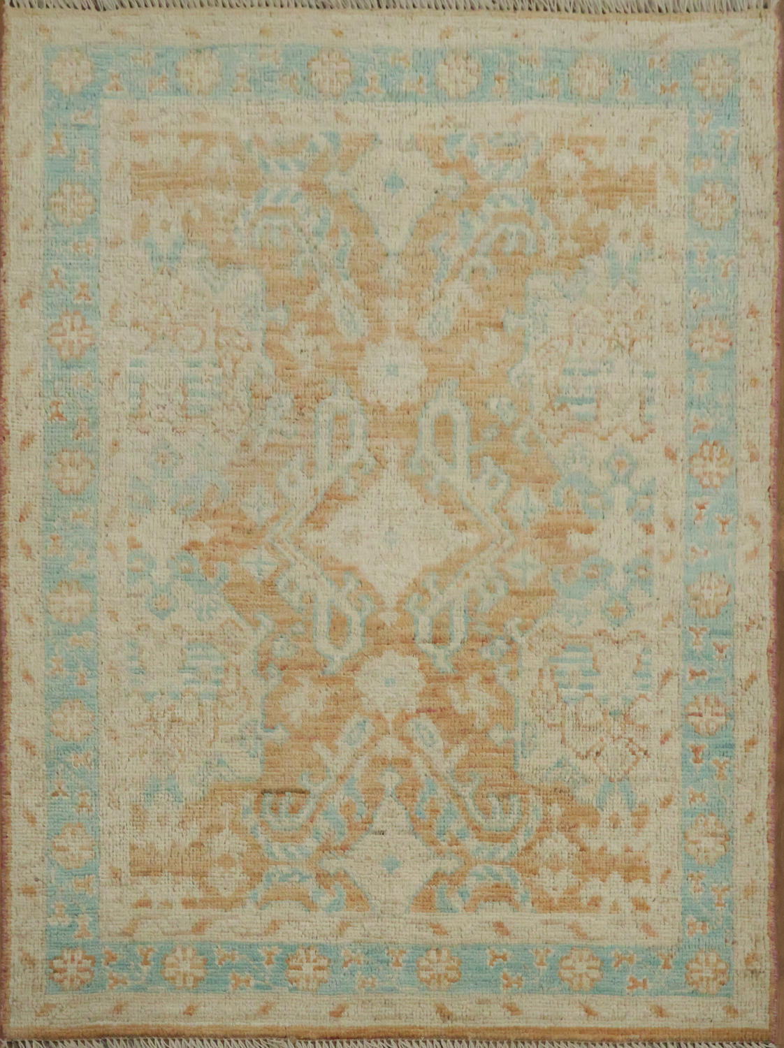 Vegetable Dye Oushak Turkish Foyer Rug 3x4
