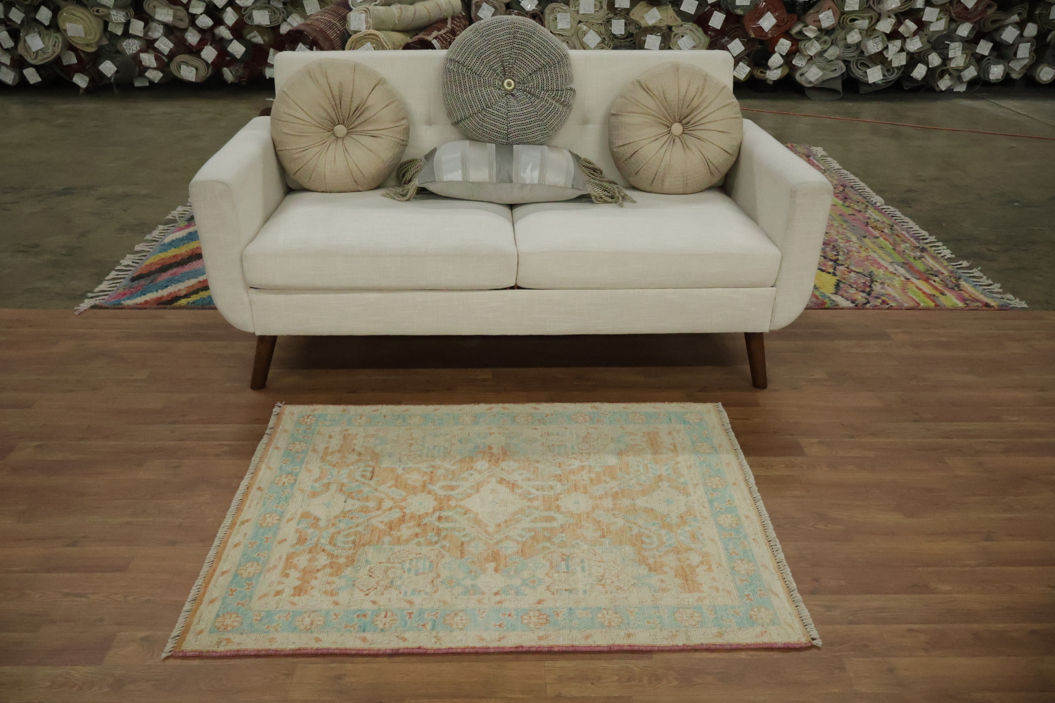 Vegetable Dye Oushak Turkish Foyer Rug 3x4