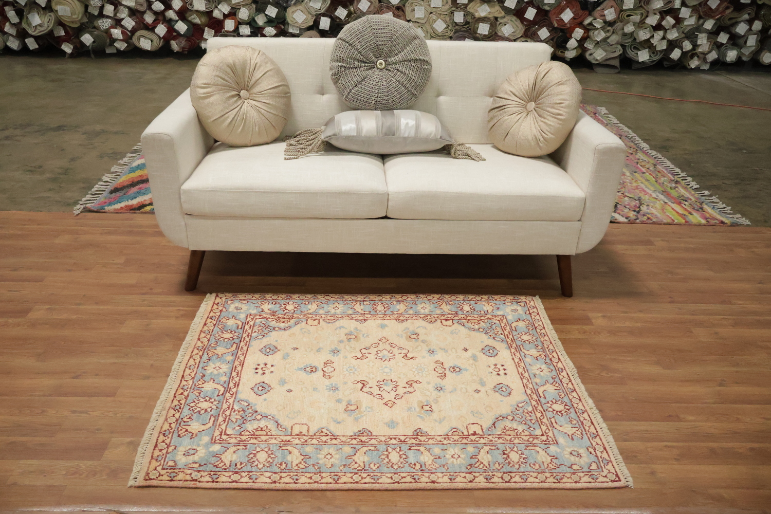 Vegetable Dye Oushak Turkish Foyer Rug 3x4