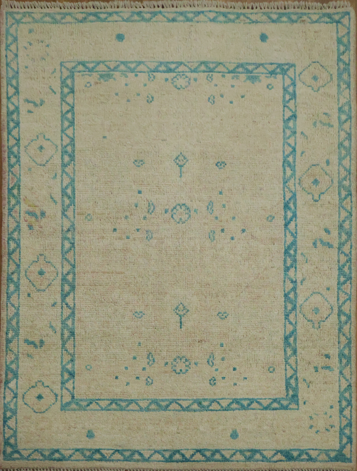 Vegetable Dye Oushak Turkish Foyer Rug 3x4