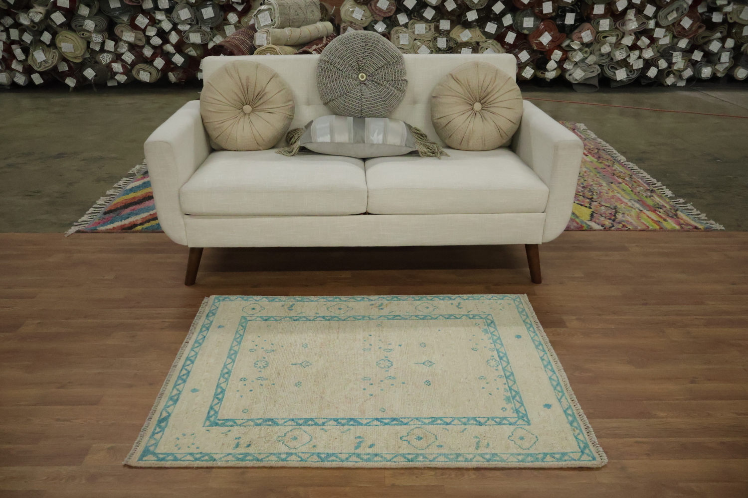 Vegetable Dye Oushak Turkish Foyer Rug 3x4