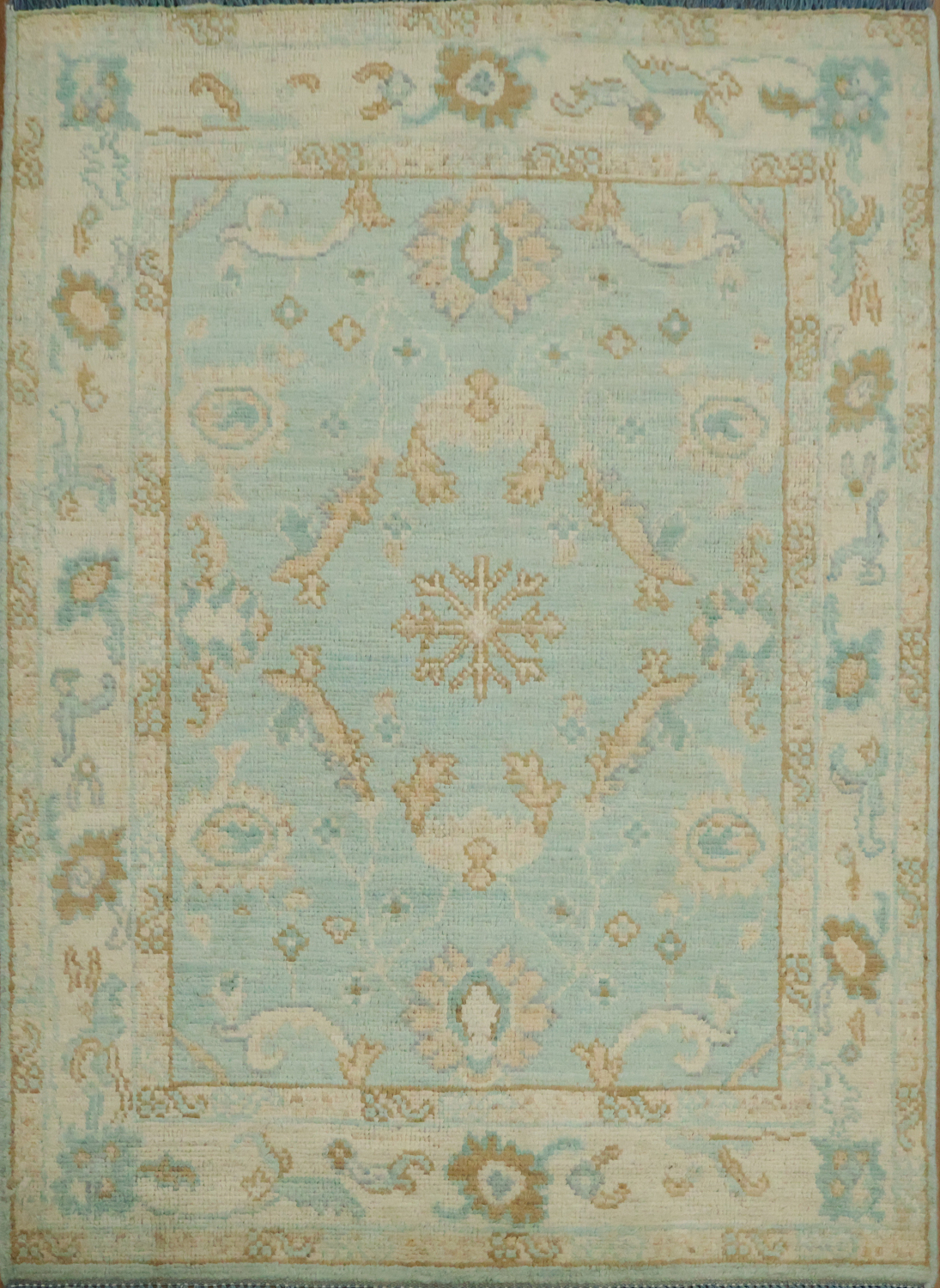 Vegetable Dye Oushak Turkish Foyer Rug 3x4