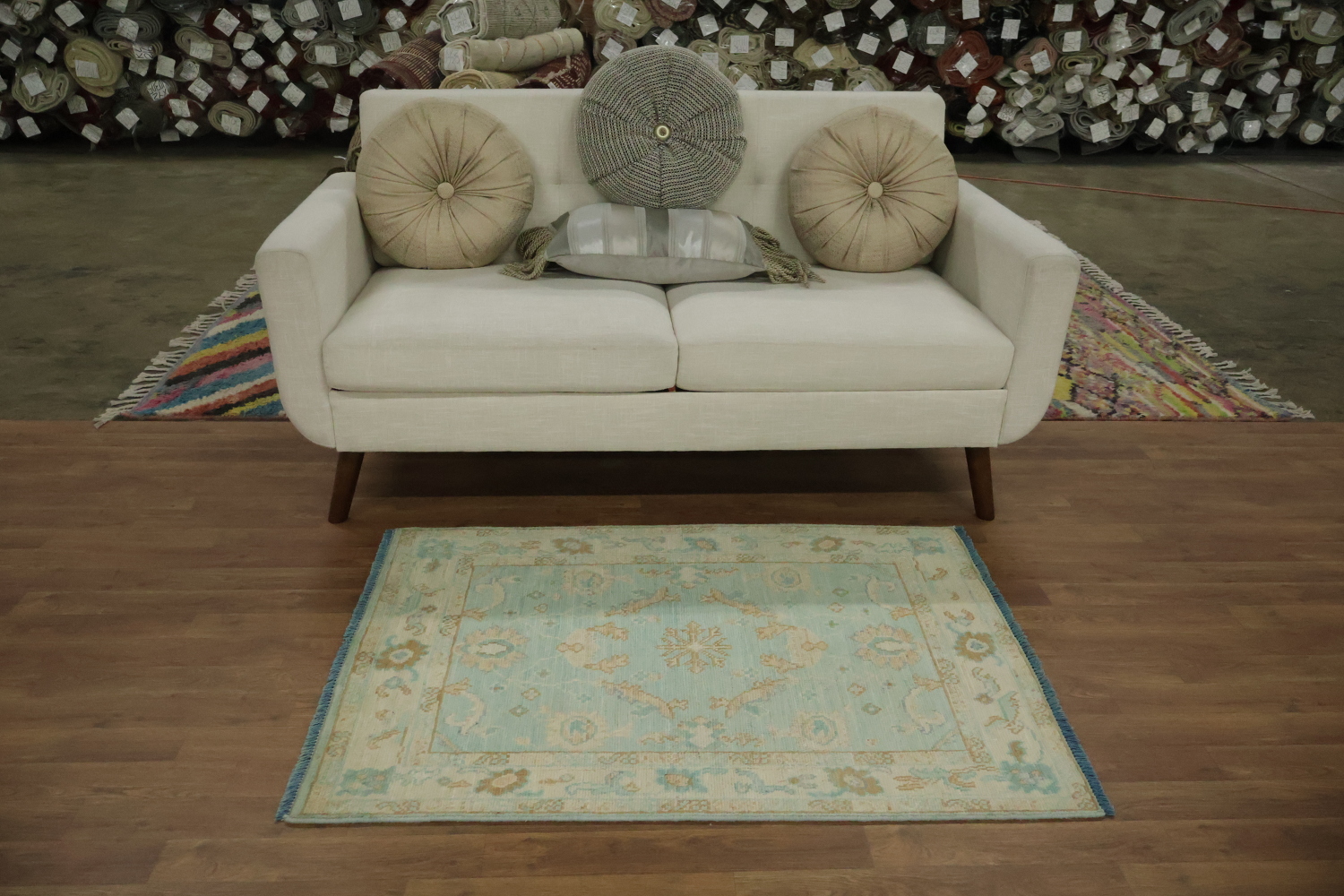 Vegetable Dye Oushak Turkish Foyer Rug 3x4