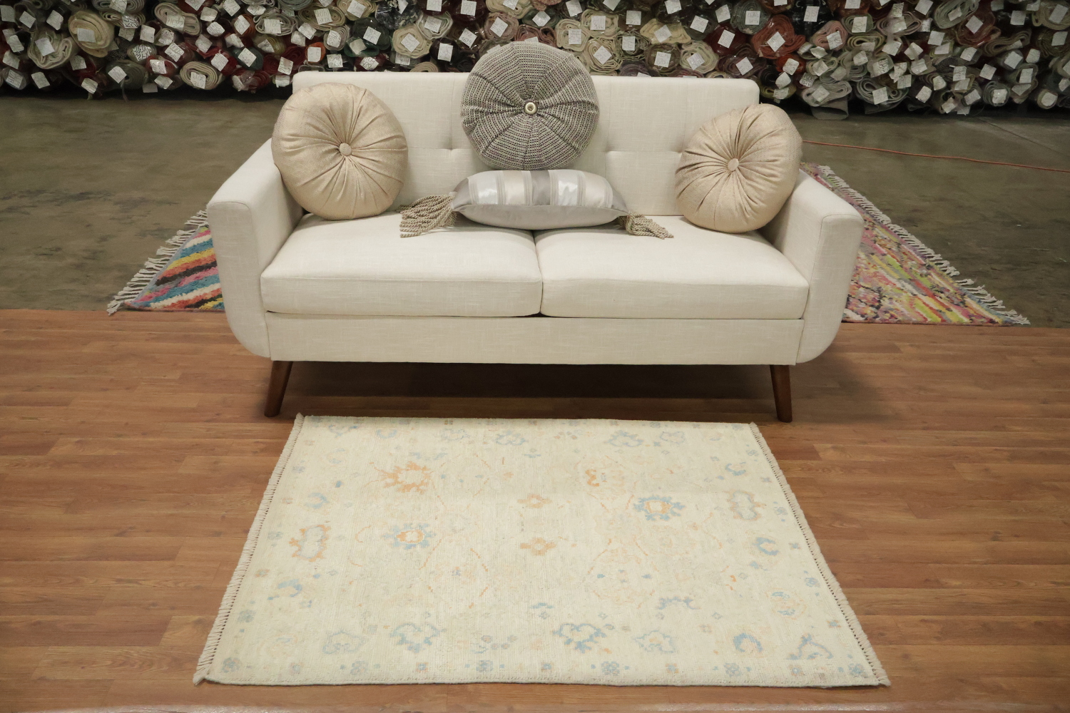 Vegetable Dye Oushak Turkish Accent Rug 3x4