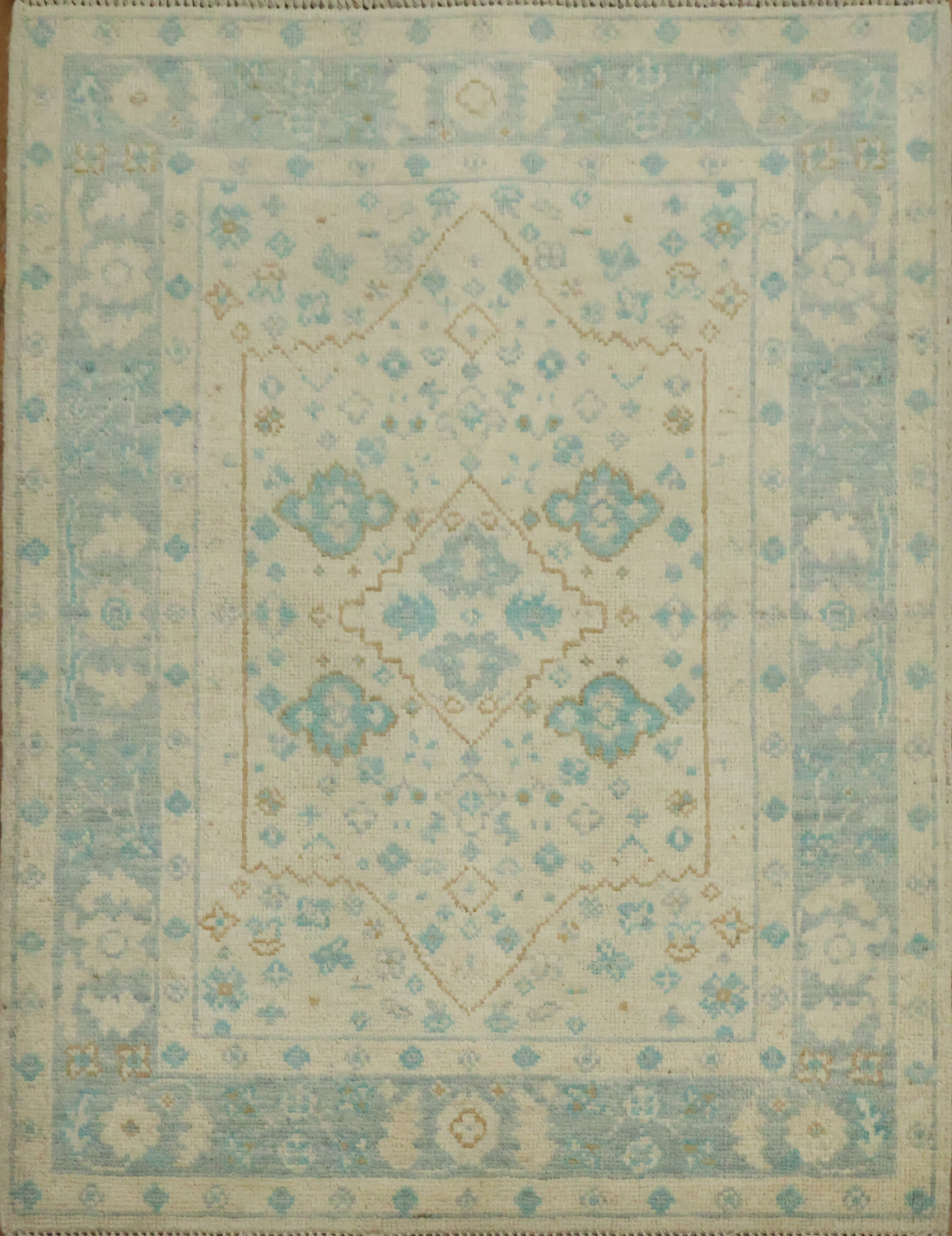 Vegetable Dye Oushak Accent Turkish Rug 3x4