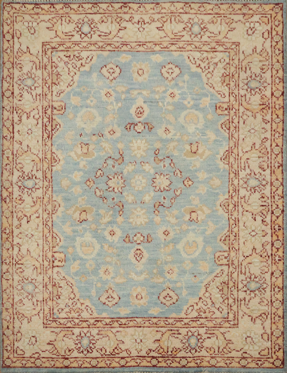 Vegetable Dye Oushak Turkish Foyer Rug 3x4