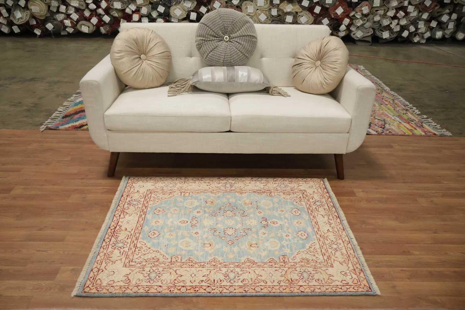 Vegetable Dye Oushak Turkish Foyer Rug 3x4