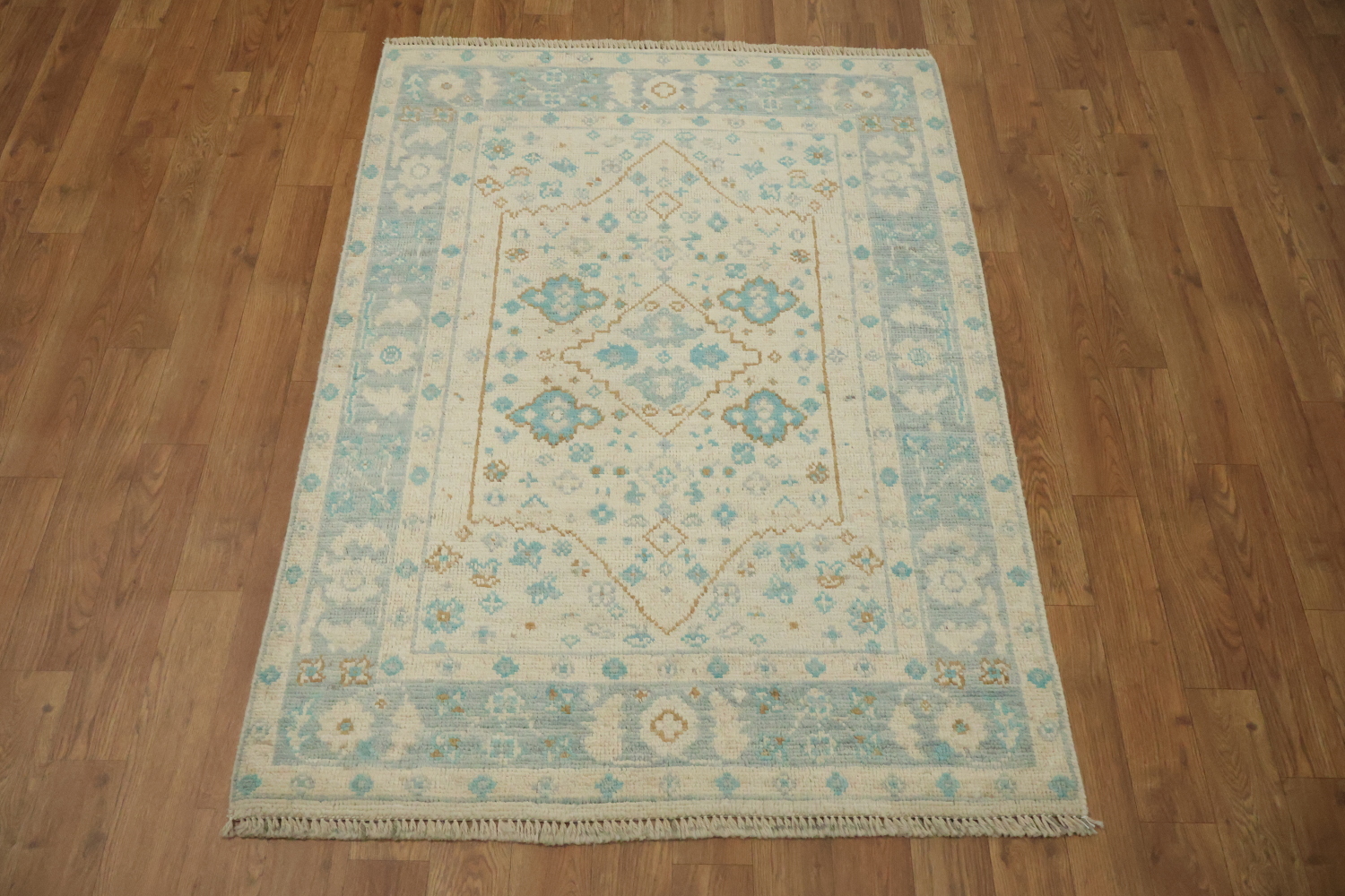 Vegetable Dye Oushak Turkish Foyer Rug 3x4