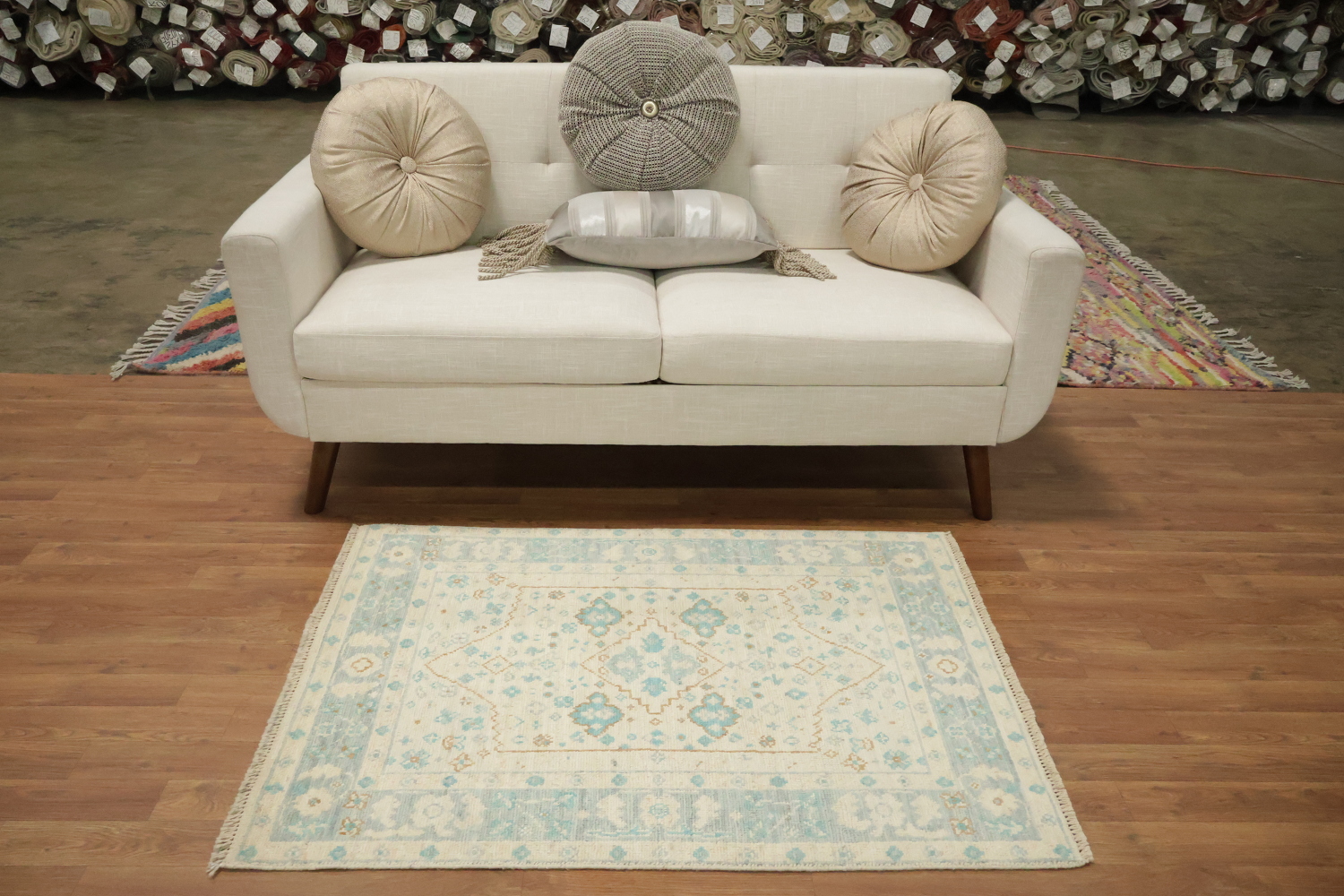Vegetable Dye Oushak Turkish Foyer Rug 3x4
