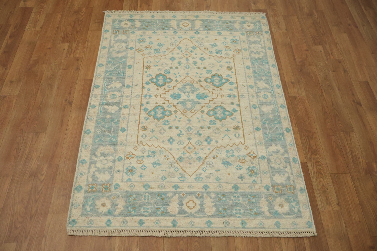 Vegetable Dye Oushak Turkish Foyer Rug 3x4