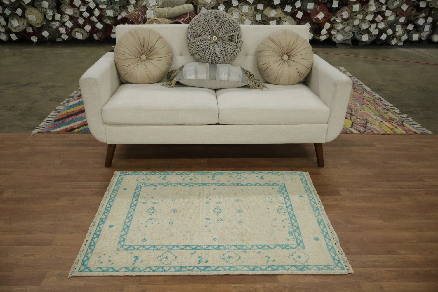 Vegetable Dye Oushak Turkish Foyer Rug 3x4