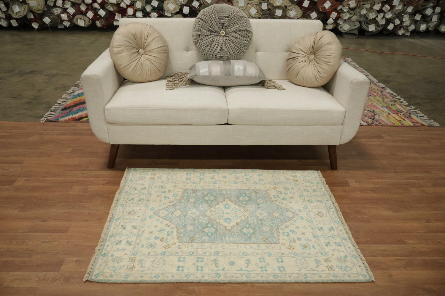 Vegetable Dye Oushak Turkish Foyer Rug 3x4