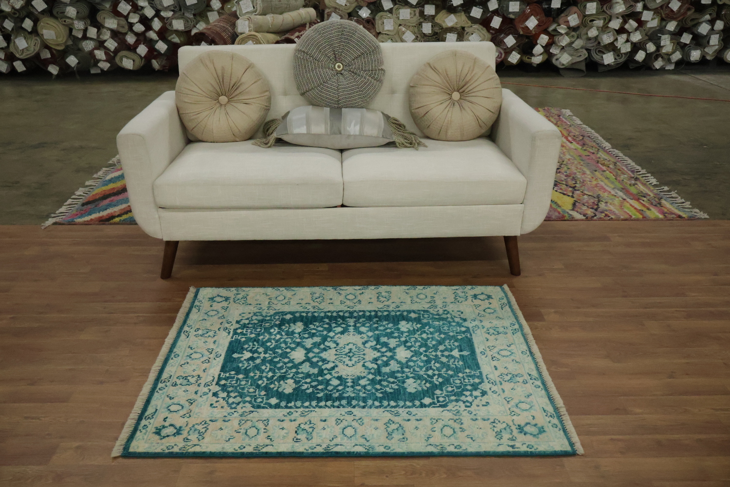 Vegetable Dye Oushak Turkish Accent Rug 3x4