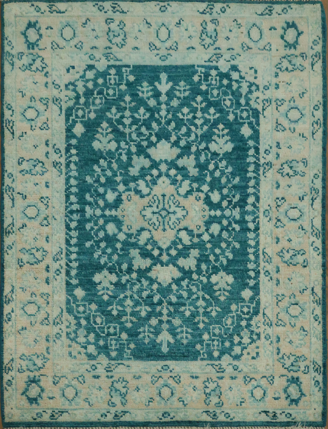 Vegetable Dye Oushak Turkish Foyer Rug 3x4