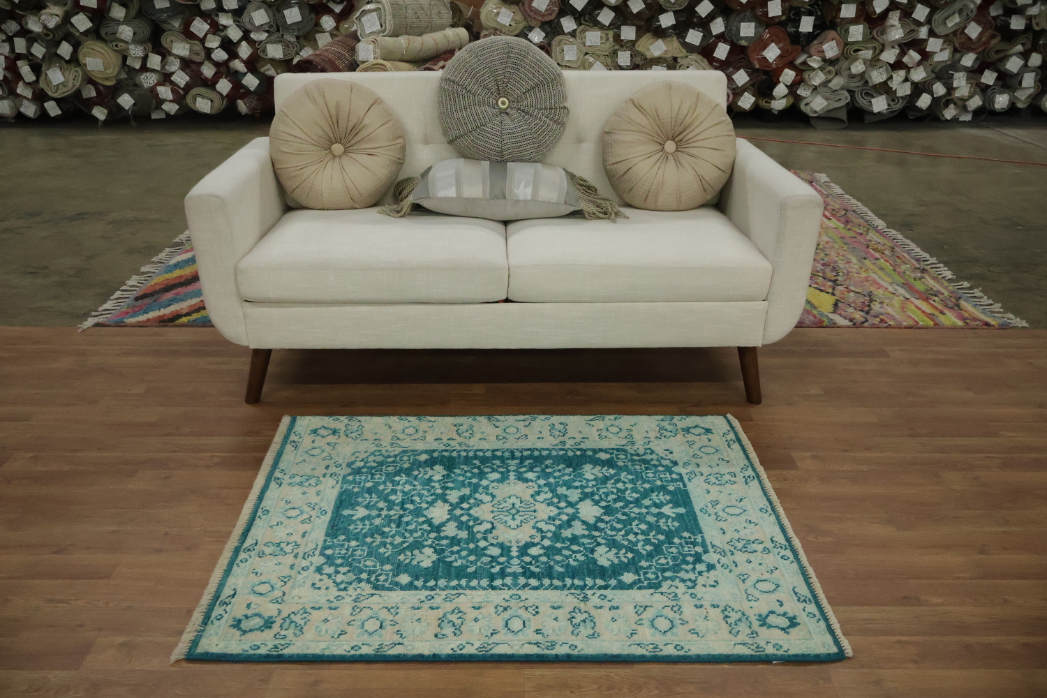 Vegetable Dye Oushak Turkish Foyer Rug 3x4