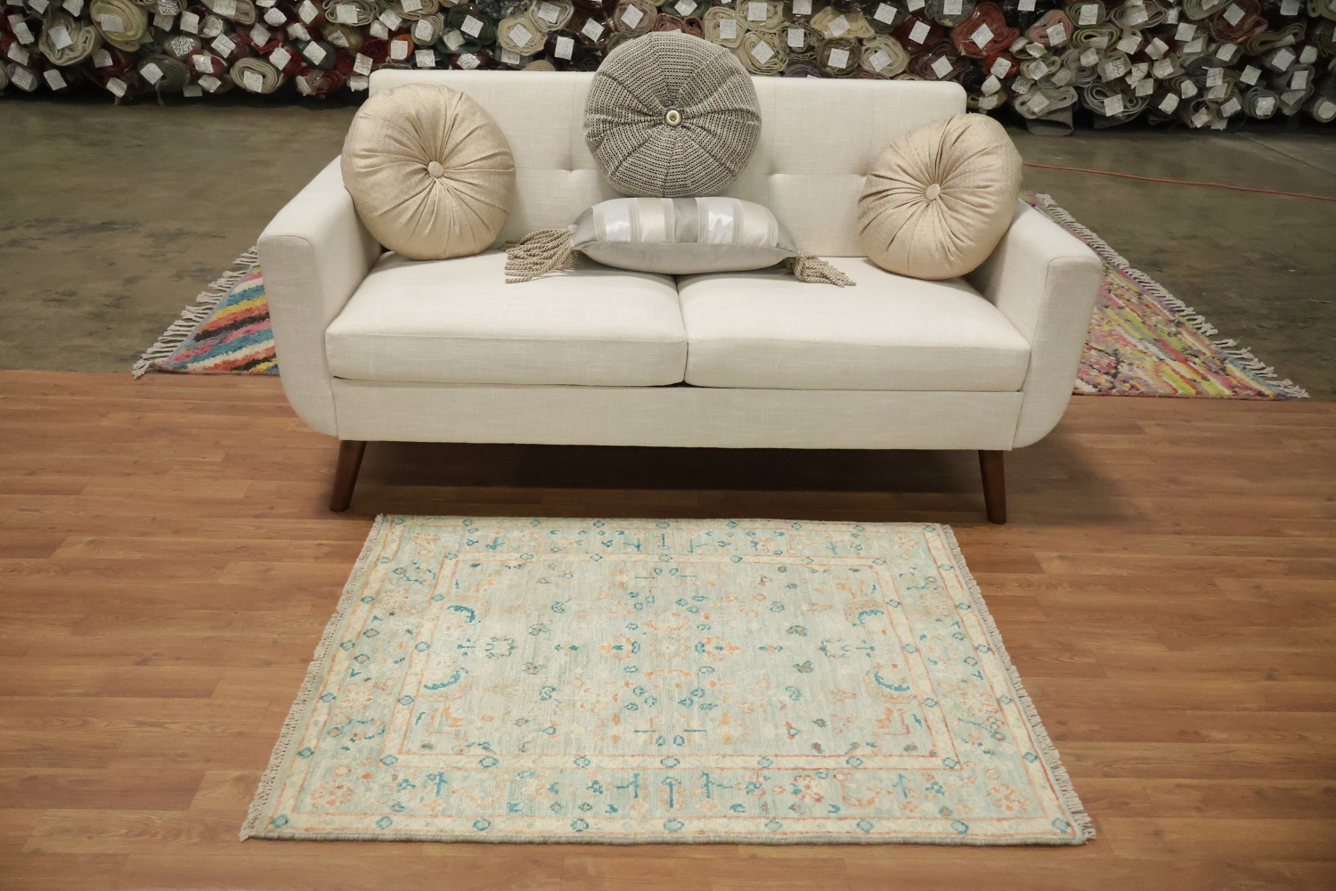 Vegetable Dye Oushak Turkish Foyer Rug 3x4