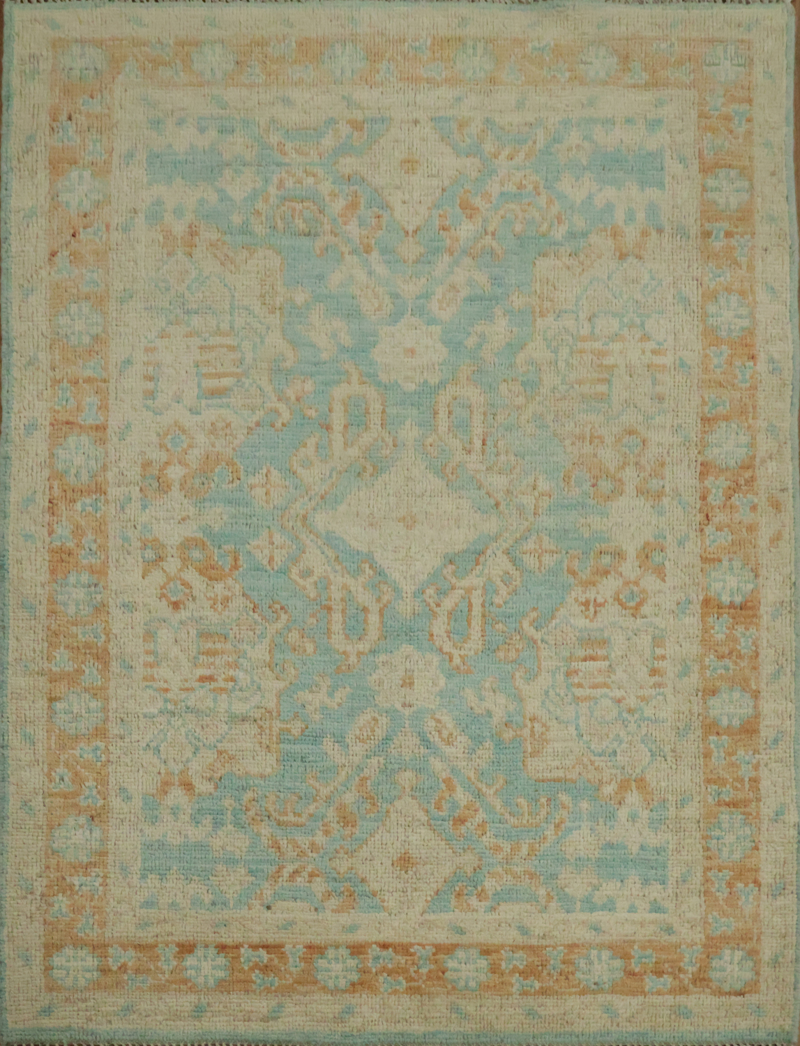 Vegetable Dye Oushak Turkish Accent Rug 3x4