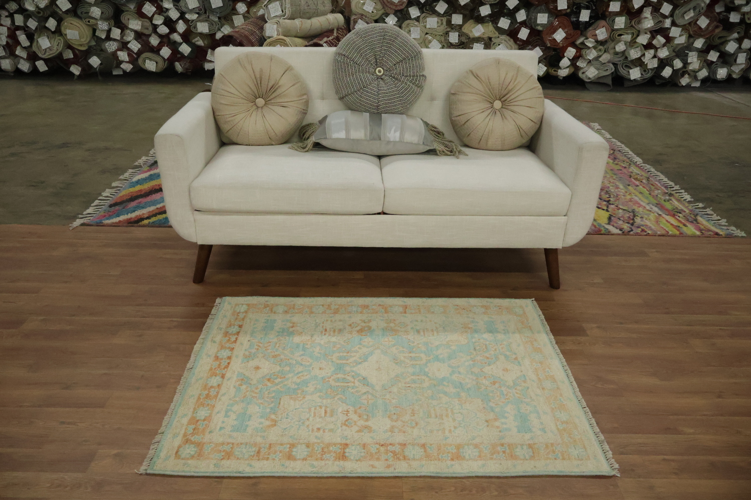 Vegetable Dye Oushak Turkish Accent Rug 3x4