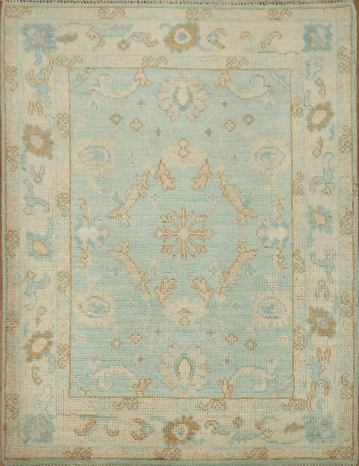 Vegetable Dye Oushak Turkish Foyer Rug 3x4