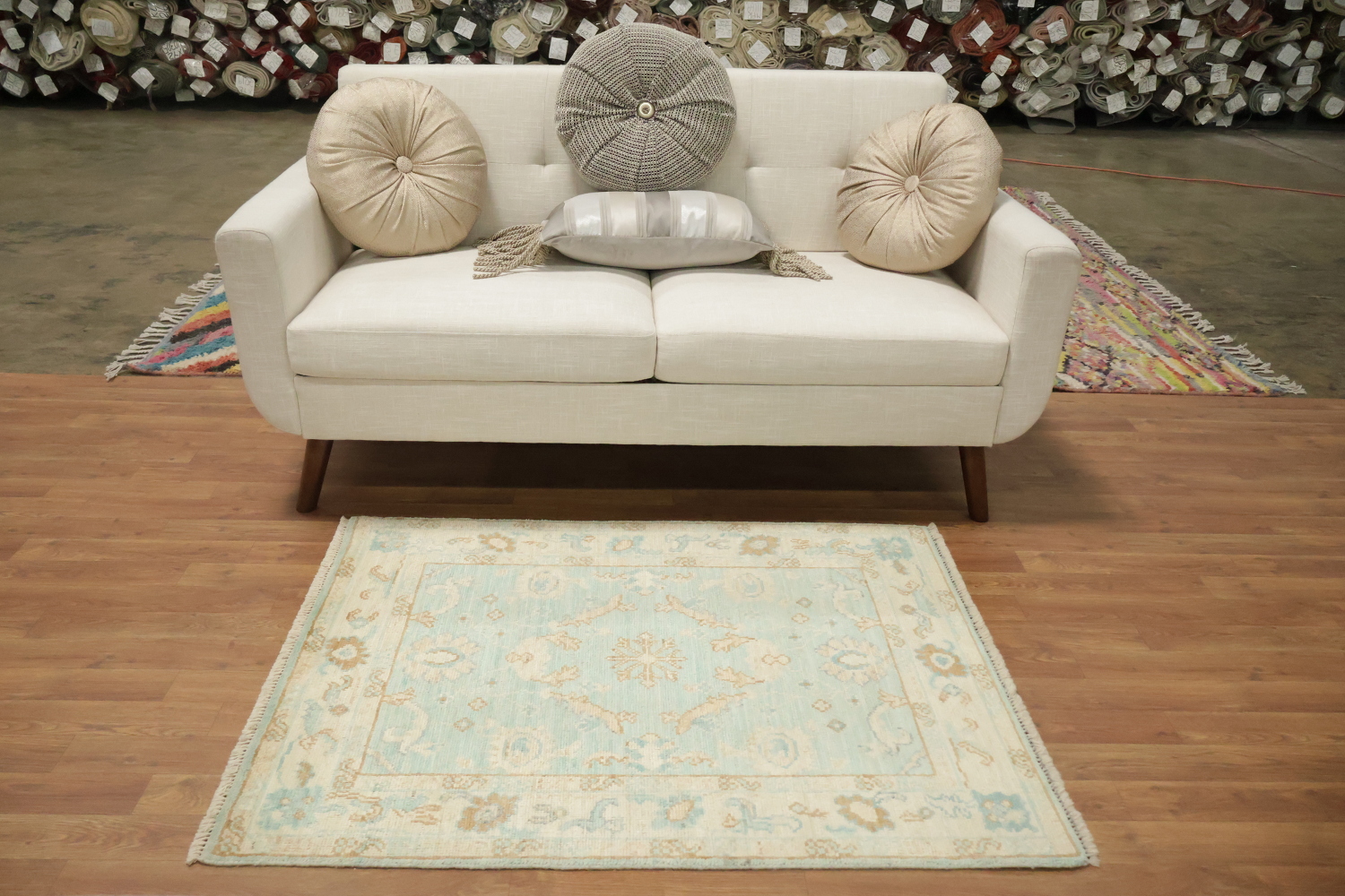 Vegetable Dye Oushak Turkish Foyer Rug 3x4