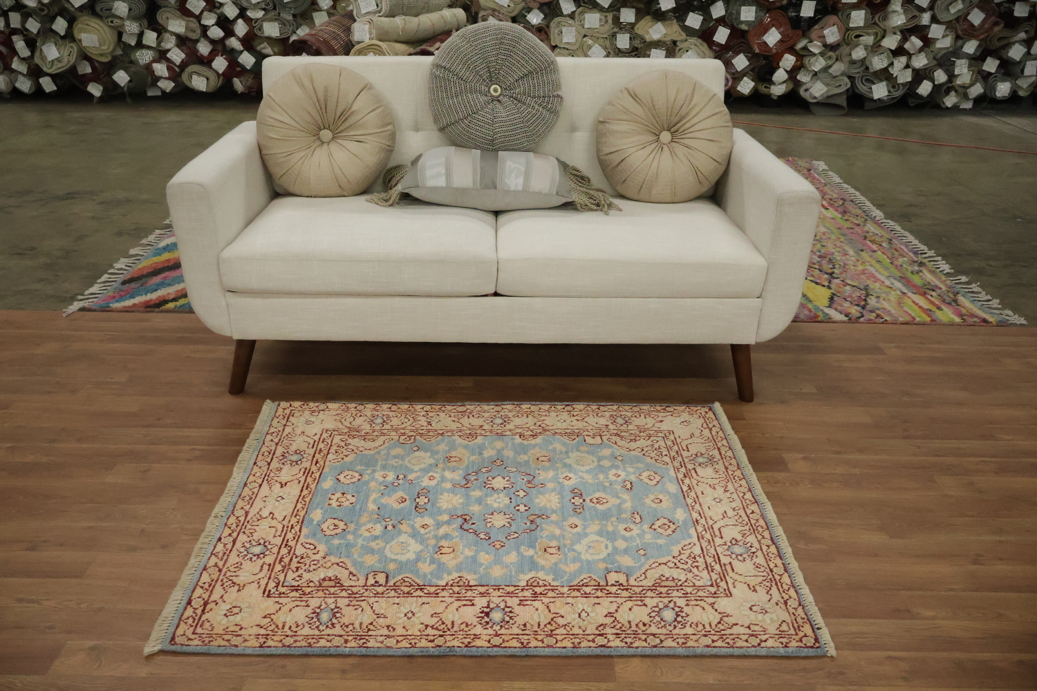 Vegetable Dye Oushak Turkish Foyer Rug 3x4