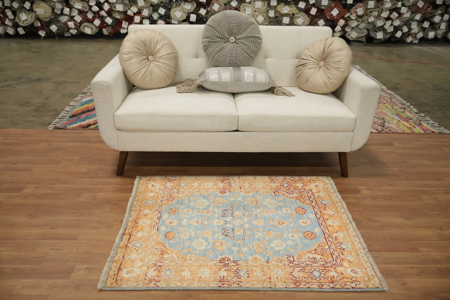 Vegetable Dye Oushak Turkish Foyer Rug 3x4